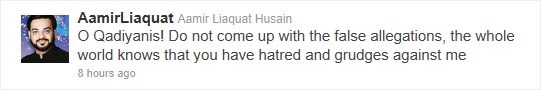 Aamir Liaquat Ahmadis Tweet